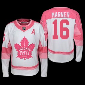 Mitch Marner Toronto Maple Leafs Hockey Fights Cancer Jersey White Pink #16