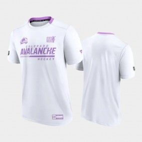 Colorado Avalanche Hockey Fights Cancer Performance White T-Shirt Men