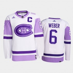 Shea Weber #6 Montreal Canadiens Hockey Fights Cancer White Primegreen Jersey