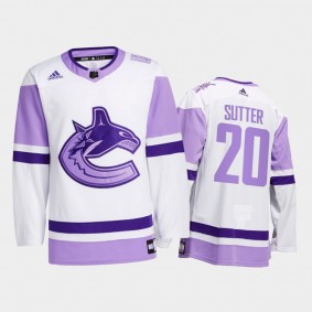 Brandon Sutter #20 Vancouver Canucks Hockey Fights Cancer White Special warm-up Jersey