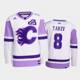 Christopher Tanev #8 Calgary Flames Hockey Fights Cancer White Primegreen Jersey