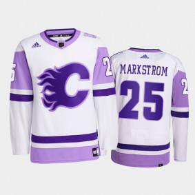 Jacob Markstrom #25 Calgary Flames Hockey Fights Cancer White Primegreen Jersey