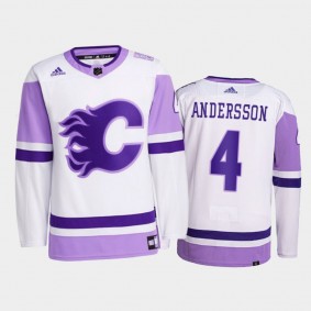 Rasmus Andersson #4 Calgary Flames Hockey Fights Cancer White Primegreen Jersey