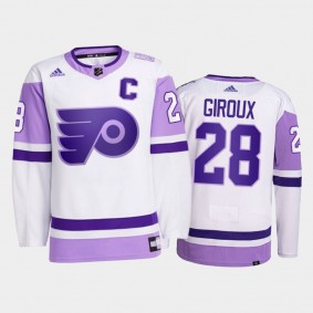 Claude Giroux #28 Philadelphia Flyers Hockey Fights Cancer White Primegreen Jersey