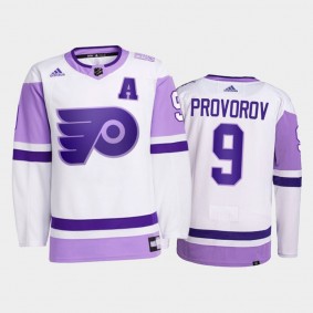 Ivan Provorov #9 Philadelphia Flyers Hockey Fights Cancer White Primegreen Jersey
