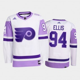 Ryan Ellis #94 Philadelphia Flyers Hockey Fights Cancer White Primegreen Jersey