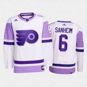 Travis Sanheim #6 Philadelphia Flyers Hockey Fights Cancer White Primegreen Jersey