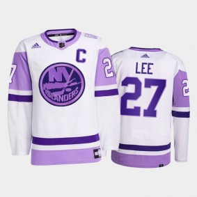 New York Islanders Hockey Fights Cancer Anders Lee White #27 Primegreen Jersey