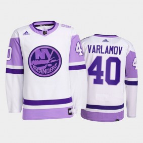 New York Islanders Hockey Fights Cancer Semyon Varlamov White #40 Primegreen Jersey