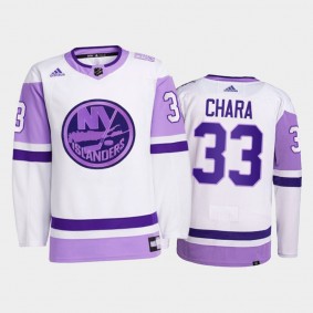 New York Islanders Hockey Fights Cancer Zdeno Chara White #33 Primegreen Jersey