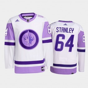 Logan Stanley #64 Winnipeg Jets Hockey Fights Cancer White Primegreen Jersey
