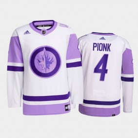 Neal Pionk #4 Winnipeg Jets Hockey Fights Cancer White Primegreen Jersey