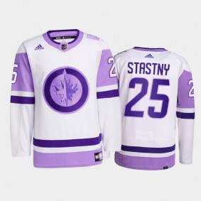 Paul Stastny #25 Winnipeg Jets Hockey Fights Cancer White Primegreen Jersey