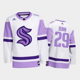 Vince Dunn #29 Seattle Kraken Hockey Fights Cancer White Special Jersey