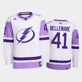 Tampa Bay Lightning Hockey Fights Cancer Pierre-Edouard Bellemare White #41 Primegreen Jersey