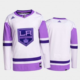 Los Angeles Kings Hockey Fights Cancer White Purple Primegreen Authentic Jersey