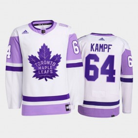 David Kampf #64 Toronto Maple Leafs Hockey Fights Cancer White Primegreen Jersey