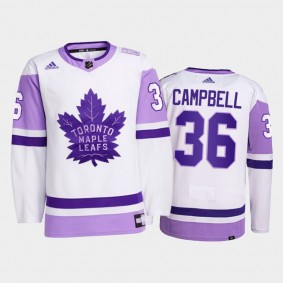 Jack Campbell #36 Toronto Maple Leafs Hockey Fights Cancer White Primegreen Jersey