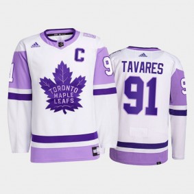 John Tavares #91 Toronto Maple Leafs Hockey Fights Cancer White Primegreen Jersey