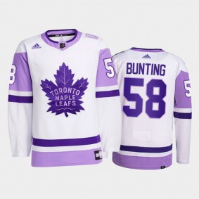 Michael Bunting #58 Toronto Maple Leafs Hockey Fights Cancer White Primegreen Jersey