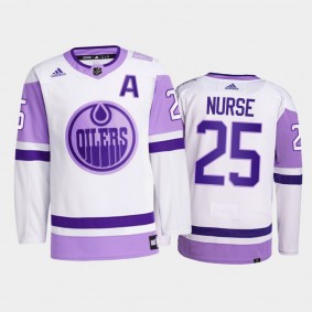 Darnell Nurse #25 Edmonton Oilers Hockey Fights Cancer White Primegreen Jersey