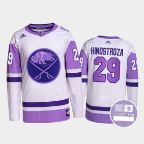 Buffalo Sabres Hockey Fights Cancer Vinnie Hinostroza White Purple #29 Primegreen Jersey