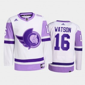 Austin Watson #16 Ottawa Senators Hockey Fights Cancer White Primegreen Jersey