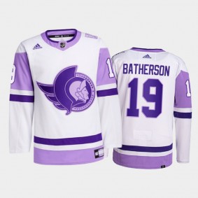 Drake Batherson #19 Ottawa Senators Hockey Fights Cancer White Primegreen Jersey