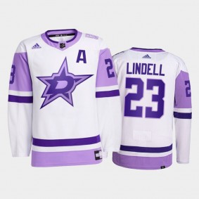 Dallas Stars Hockey Fights Cancer Esa Lindell White #23 Primegreen Jersey