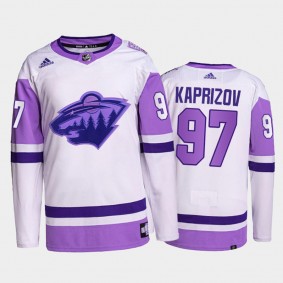 Minnesota Wild Hockey Fights Cancer Kirill Kaprizov White #97 Primegreen Authentic Jersey